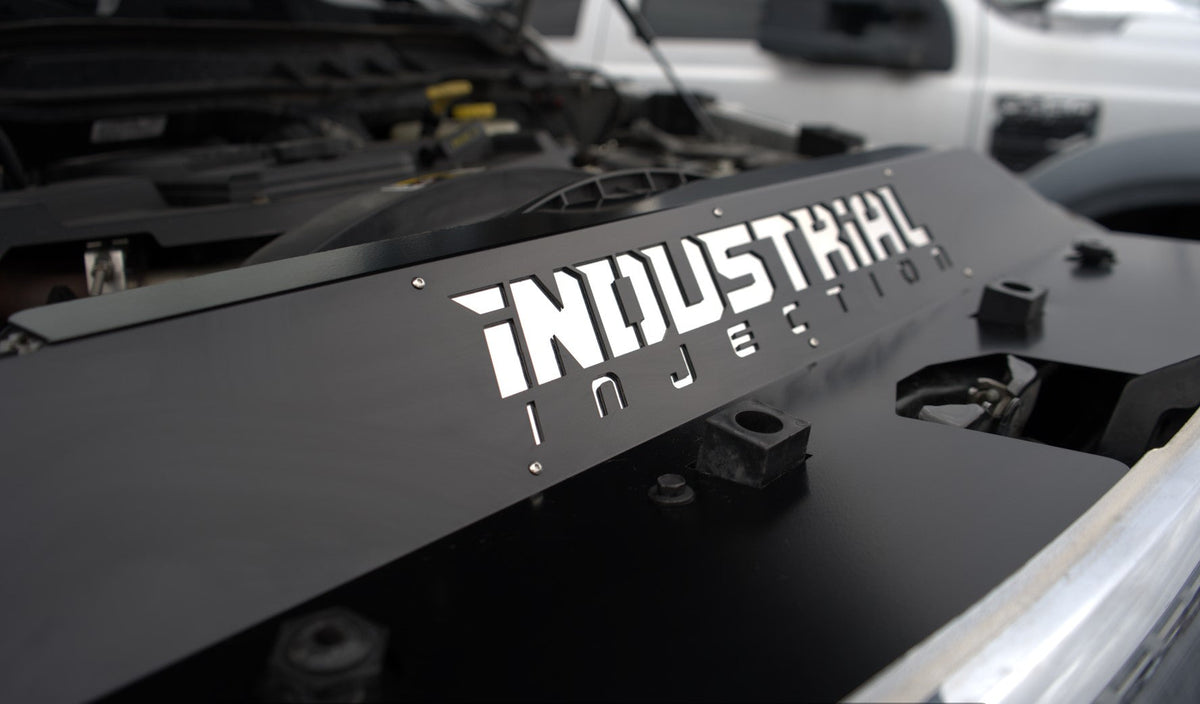 Industrial Injection 13-18 Dodge Cummins Radiator Cover Mirror - Black Gloss Finish
