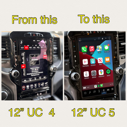 2019–2024 Ram 2500/3500 Uconnect 5 12-Inch Screen Upgrade Kit UBQ – Wireless Apple CarPlay & Android Auto