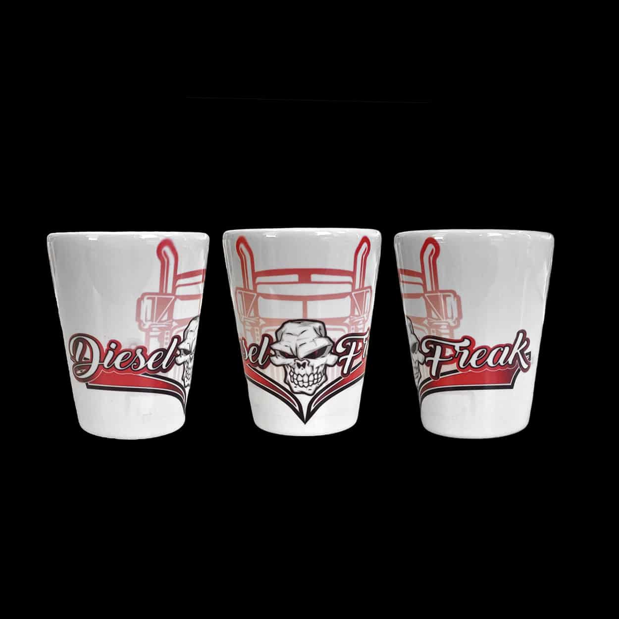 Red semi front skully - ceramic shot glass