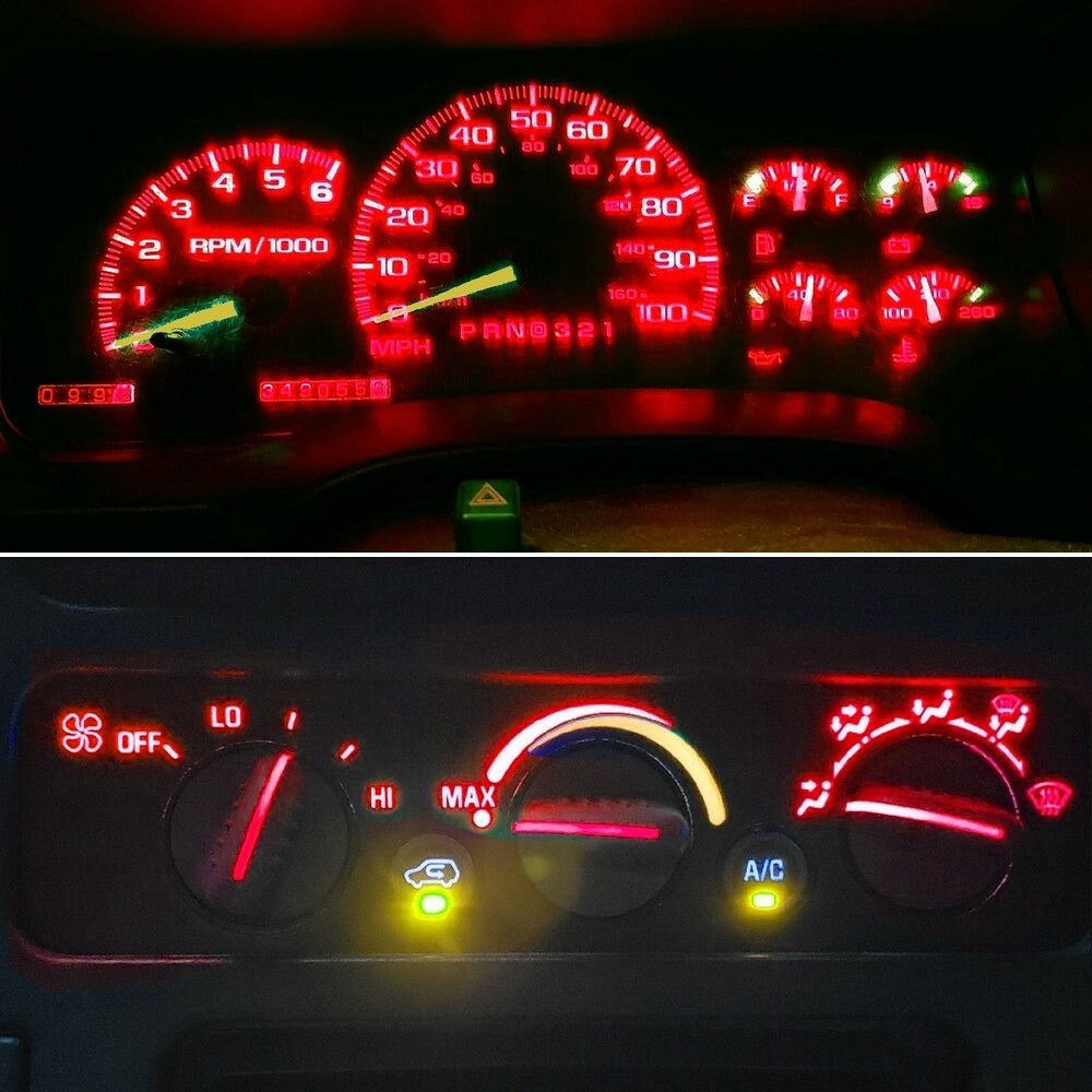 Gauge Cluster & AC Controls & Indicator LED package for 1992-1998 Chevrolet trucks