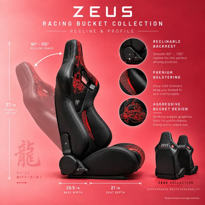 BULL BOOST Ryujin Collection Red Dragon Reclinable Racing Seats – Pair