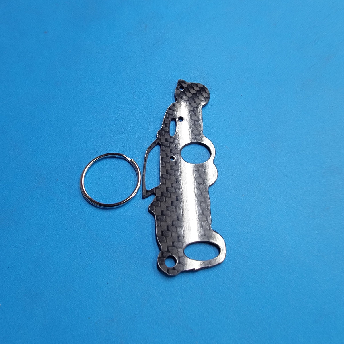 Carbon Fiber keychain for Chrysler Prowler (1997-2002) Plymouth hot rod Inspired Keychain Lanyard 3d front view Glossy Twill