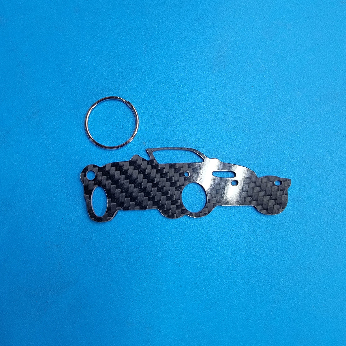 Carbon Fiber keychain for Chrysler Prowler (1997-2002) Plymouth hot rod Inspired Keychain Lanyard 3d front view Glossy Twill