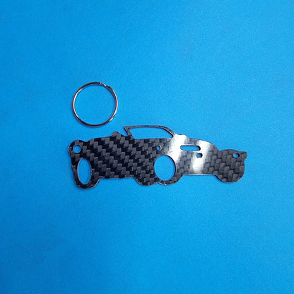 Carbon Fiber keychain for Chrysler Prowler (1997-2002) Plymouth hot rod Inspired Keychain Lanyard 3d front view Glossy Twill