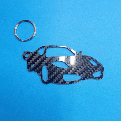 Carbon Fiber keychain for Ferarri Modena (1999-2004) keychain  3d front view Glossy Twill