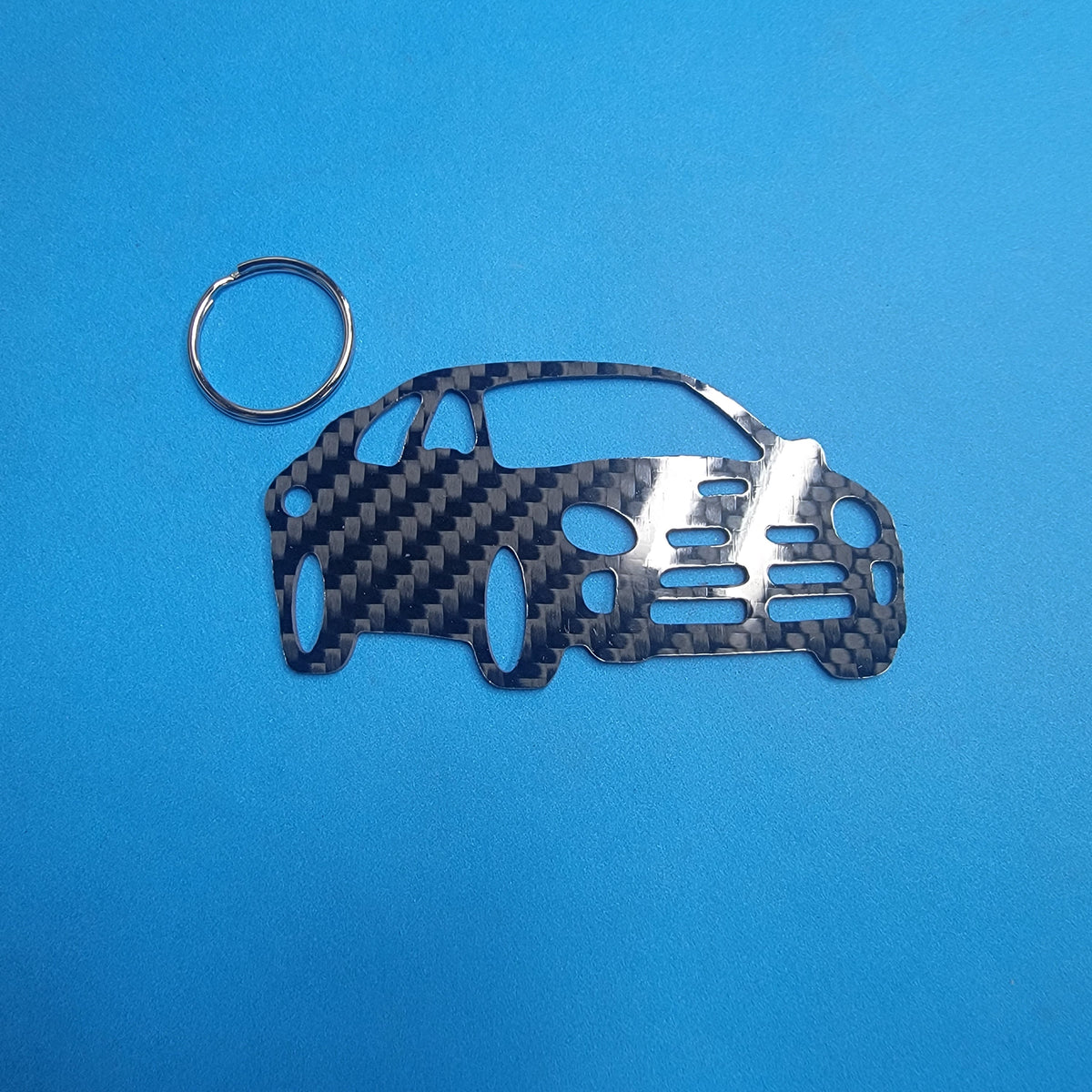 Carbon Fiber keychain for Dodge Neon SRT-4 (2003-2005)  Inspired Keychain Lanyard 3d  front view Glossy Twill