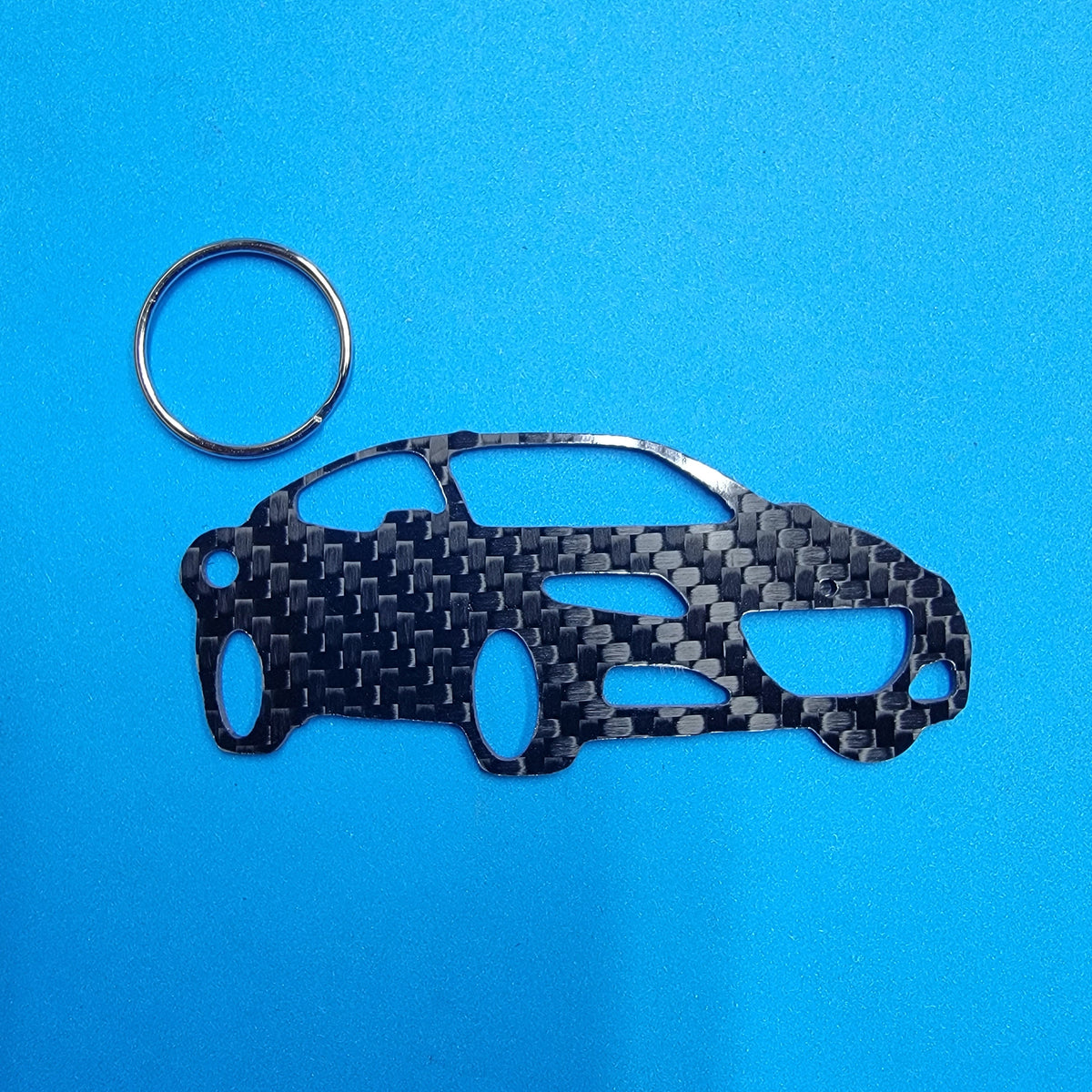 Carbon Fiber keychain for Honda CR-Z CRZ (2011-2016) Inspired Keychain Lanyard 3D  Front view Glossy Twill