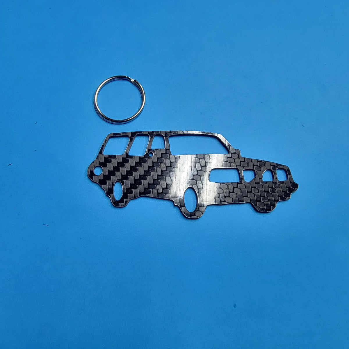 Carbon Fiber keychain for Volvo 200 (1974-1993) Inspired Keychain Lanyard 3d  front view Glossy Twill (Copy)