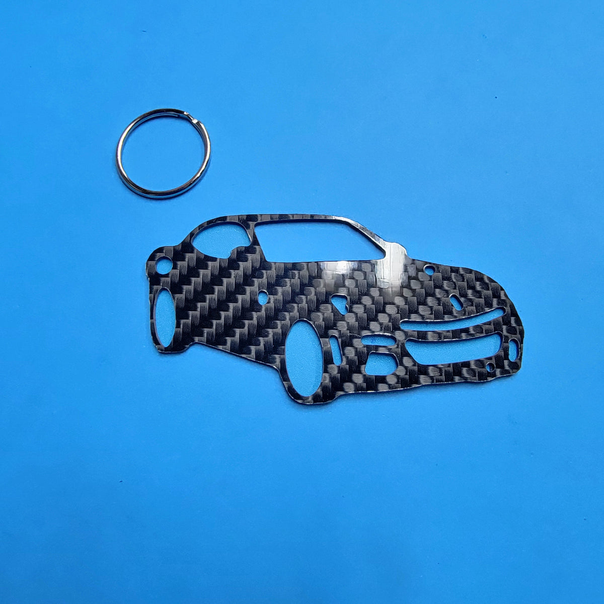 Carbon Fiber keychain for Ferarri Purosangue Type F175 3D front view Glossy Twill