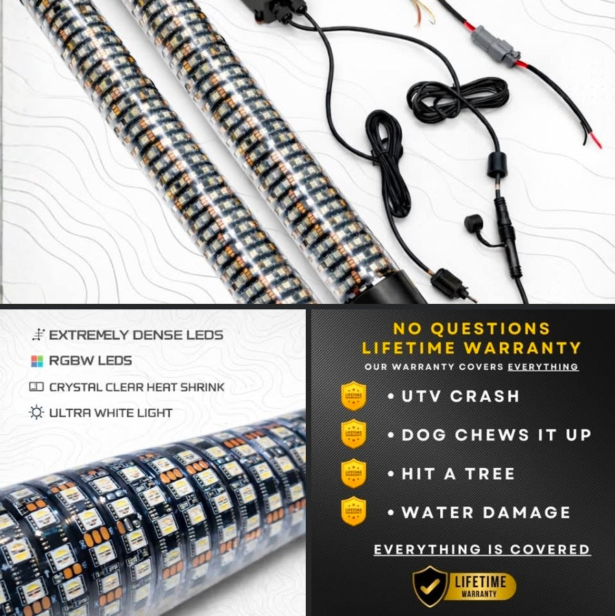 Pro Series RGBW LED Light Whips (Pair)