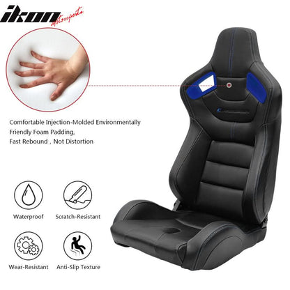 Universal Color Bezel Racing Seat Dual Slider PU Carbon Leather