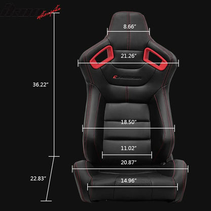 Universal Color Bezel Racing Seat Dual Slider PU Carbon Leather