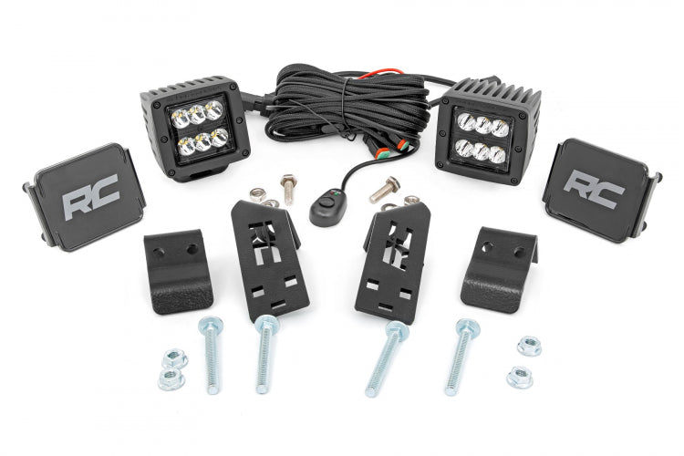 LED Light Kit | "A" Pillar Mount | 2" Black Pair | Spot | Polaris RZR PRO XP