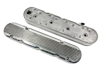 BULL BOOST PERFORMANCE Aluminum Finned Valve Covers With Coil Mounts &amp; Covers For GM LS Engines Polished