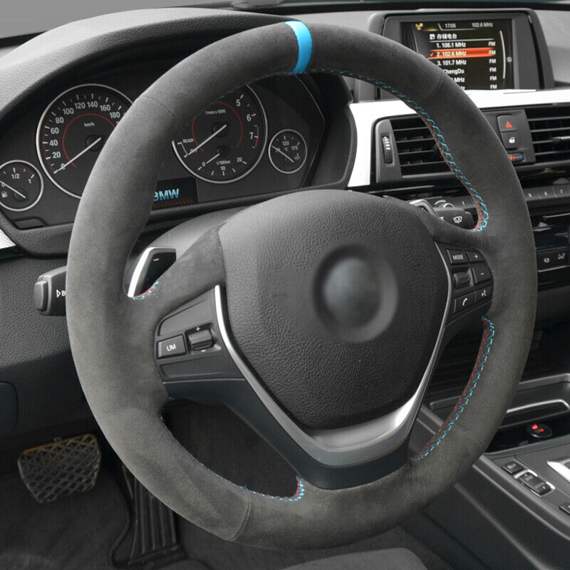 BMW F-Series Alcantara Suede Steering Wheel Cover Non-M sport DIY (Red Stripe)
