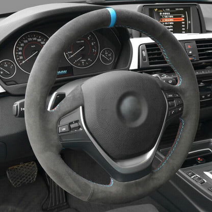 BMW F-Series Alcantara Suede Steering Wheel Cover Non-M sport DIY (Red Stripe)