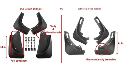 Model S Tesla Mud Flaps Splash Guards Winter Vehicle Protection No Holes 4 Pcs 2016-2021