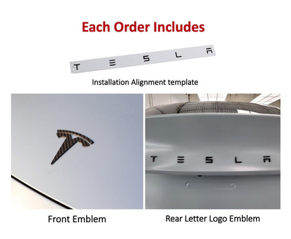 TESLA Matte Carbon Fiber Emblem Logo for Model 3 & Y Hood +Trunk Letter Accessories