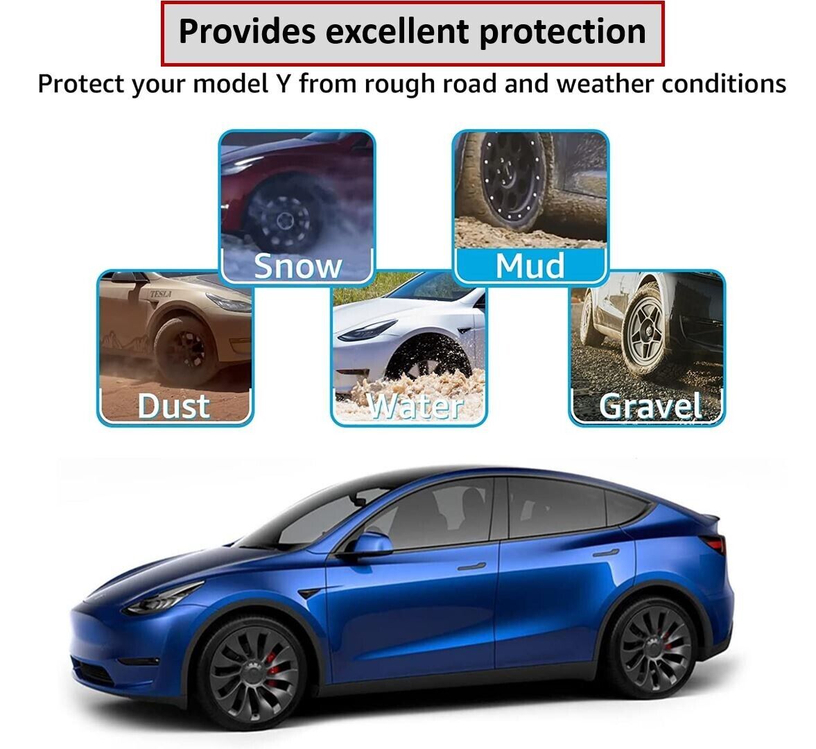 Model Y Tesla Mud Flaps Splash Guards Winter Vehicle Protection No Holes 4 Pcs