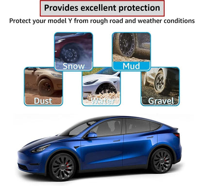 Model Y Tesla Mud Flaps Splash Guards Winter Vehicle Protection No Holes 4 Pcs