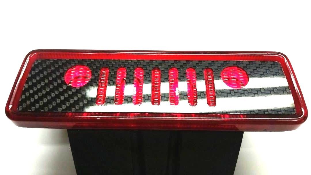 CARBON FIBER Grille 3rd Rear Brake Light Cover For Jeep Wrangler JK 2007-2017