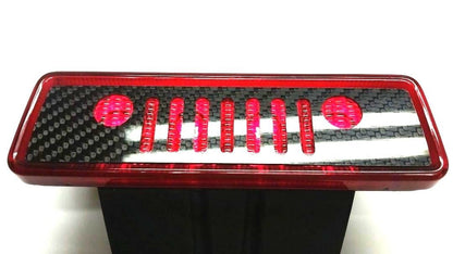 CARBON FIBER Grille 3rd Rear Brake Light Cover For Jeep Wrangler JK 2007-2017