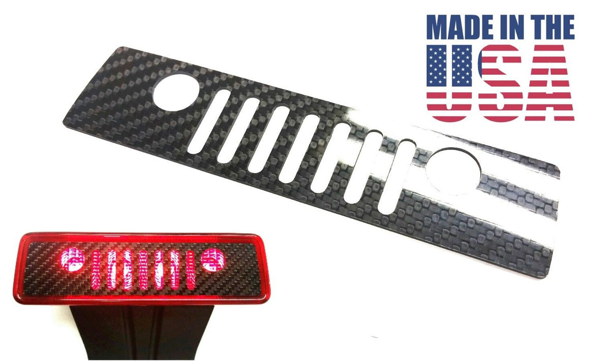 CARBON FIBER Grille 3rd Rear Brake Light Cover For Jeep Wrangler JK 2007-2017