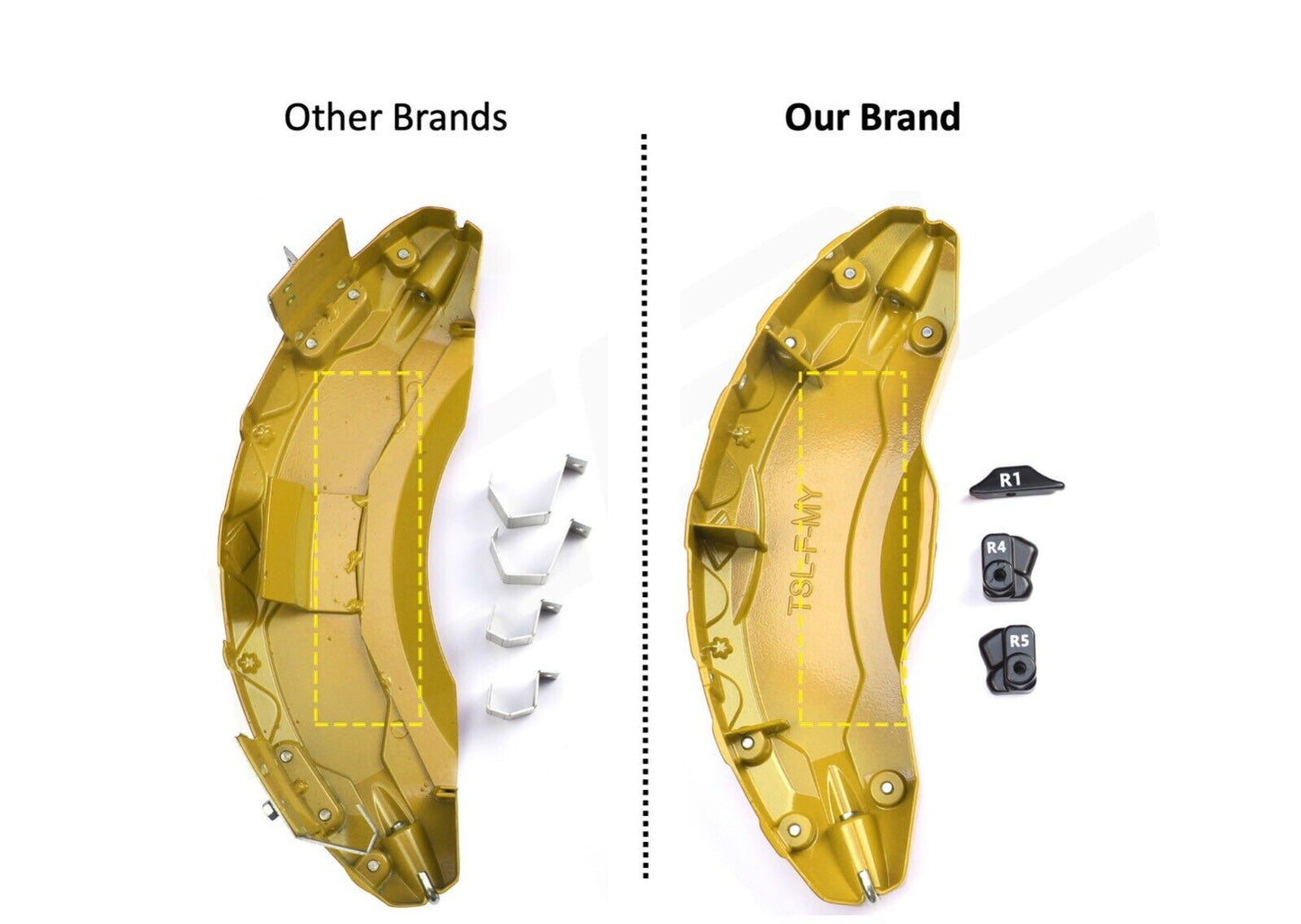 Tesla Model 3 Brake Caliper Covers Aluminum Front & Rear YELLOW 17-23 (4PCS)
