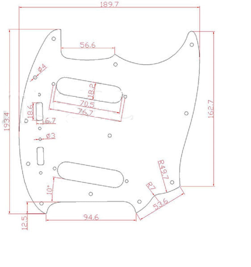 Fender Mustang Classic Series styled Real CARBON FIBER Glossy Guitar Pickguard