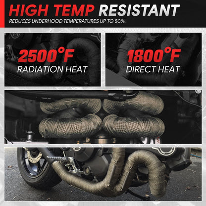 GEN Performance 30FT Titanium Fiberglass Exhaust Header Heat Wrap w/ 10 Stainless Steel Ties