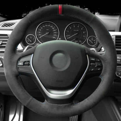 BMW F-Series Alcantara Suede Steering Wheel Cover Non-M sport DIY (Red Stripe)