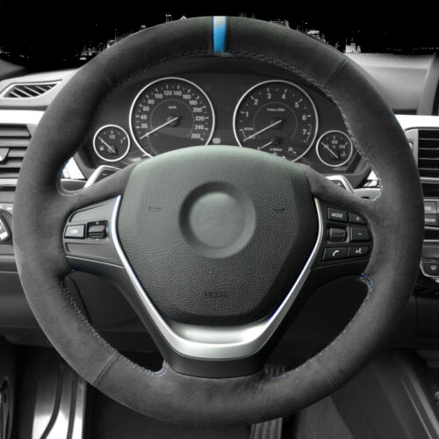 BMW F-Series Alcantara Suede Steering Wheel Cover Non-M sport DIY (Red Stripe)