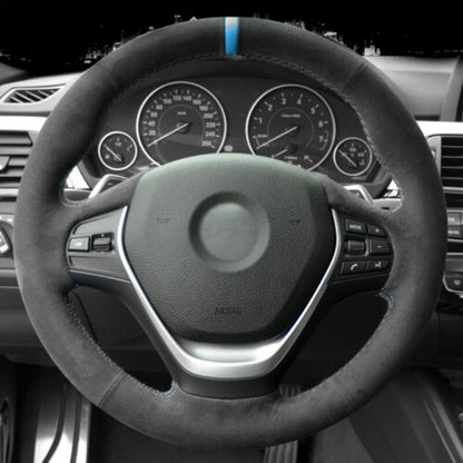 BMW F-Series Alcantara Suede Steering Wheel Cover Non-M sport DIY (Red Stripe)
