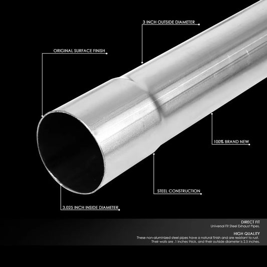 Universal DIY Custom Exhaust Pipe Kit - 3'', 2.5'', 2.25'' & 2'' OD Options, 16-Piece Set (Straight, 45°, 90°, U-Bends)