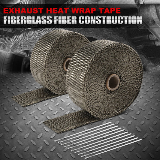 GEN Performance 30FT Titanium Fiberglass Exhaust Header Heat Wrap w/ 10 Stainless Steel Ties