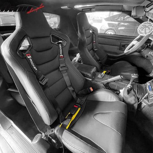 Universal Black 4 Point Buckle Racing Seat Belt Harness Nylon