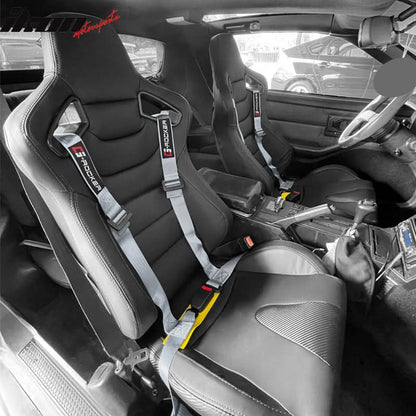 Universal Gray 4 Point Buckle Racing Seat Belt Harness Nylon