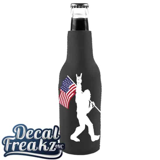 Sasquatch Rock On American Flag bigfoot Foam Can and Bottle Coolers