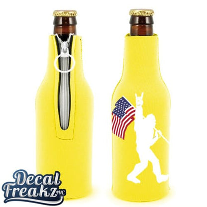 Sasquatch Rock On American Flag bigfoot Foam Can and Bottle Coolers