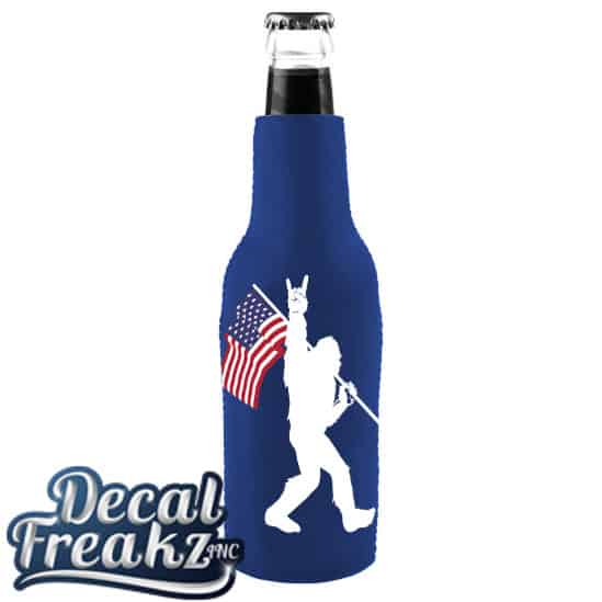 Sasquatch Rock On American Flag bigfoot Foam Can and Bottle Coolers