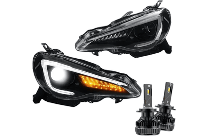 Scion FR-S Subaru BRZ Toyota GT86 1st Gen (ZN6/ZC6) Black Dual Beam Projector Headlights (2012-2021)