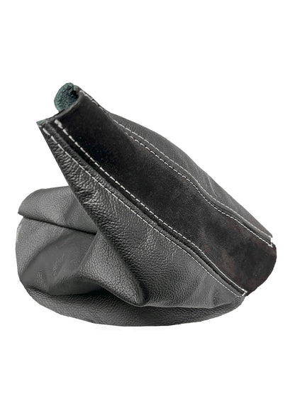 White Stitch Genuine Leather & Suede Shift Boot Cover For BMW E46 E36 3 Series