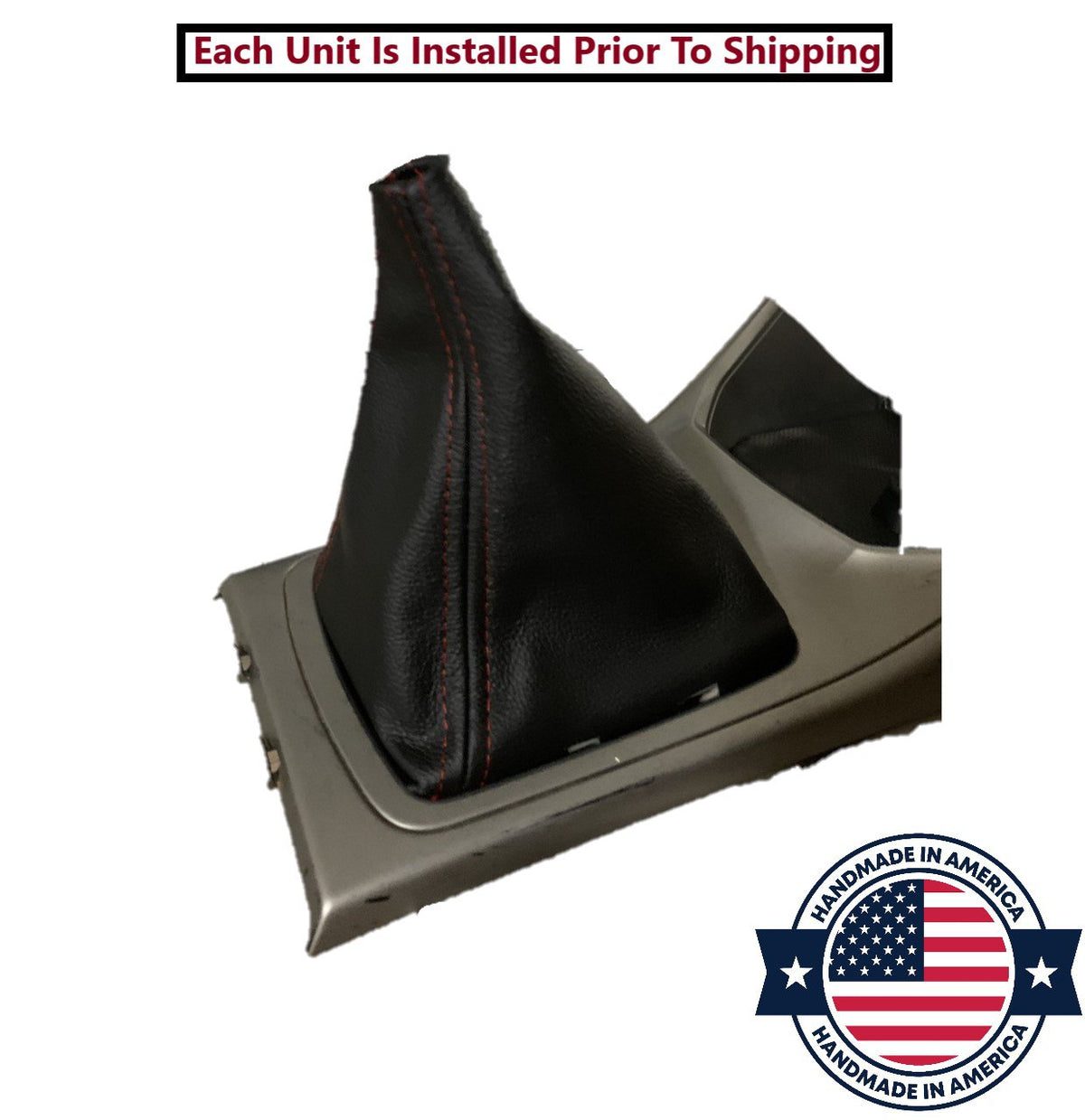 2008 - 2016 Subaru Impreza WRX STI Shift E-Brake Boot & Console Lid Cover Set In Black With Red Stitching