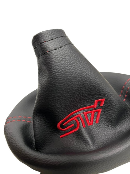 For SUBARU STI 2015-2021 Embroidered PU Leather Shift & Handbrake Boot Cover