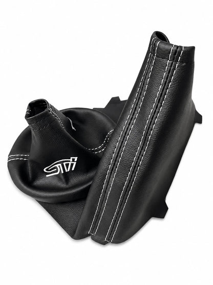 For SUBARU STI 2015-2021 Embroidered PU Leather Shift & Handbrake Boot Cover