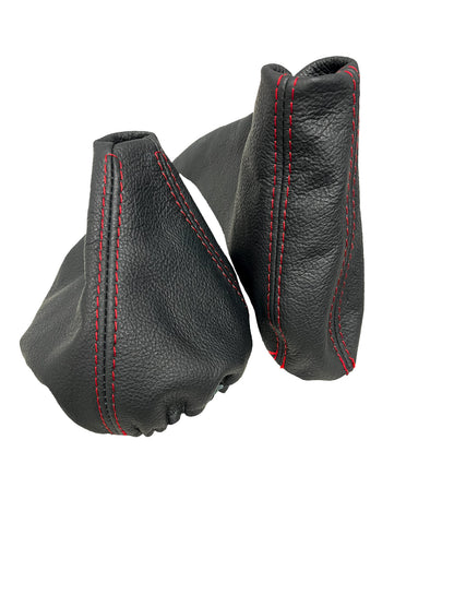 For 2005-2013 BMW E91 E92 E93 Genuine Leather Parking Brake & Shift Boot Cover In Black