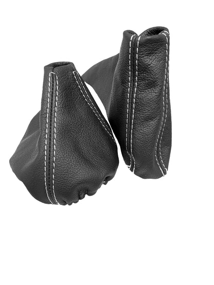 For 2005-2013 BMW E91 E92 E93 Genuine Leather Parking Brake & Shift Boot Cover In Black