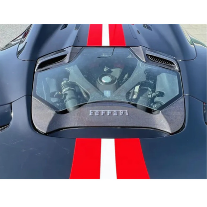 Carbon Fiber Rear Engine Bonnet Cover Window for Ferrari 488 Spyder