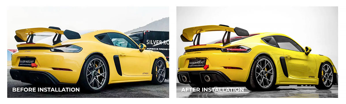 SilverRocket Dry Carbon 3" Wing Risers | Porsche GT4 RS