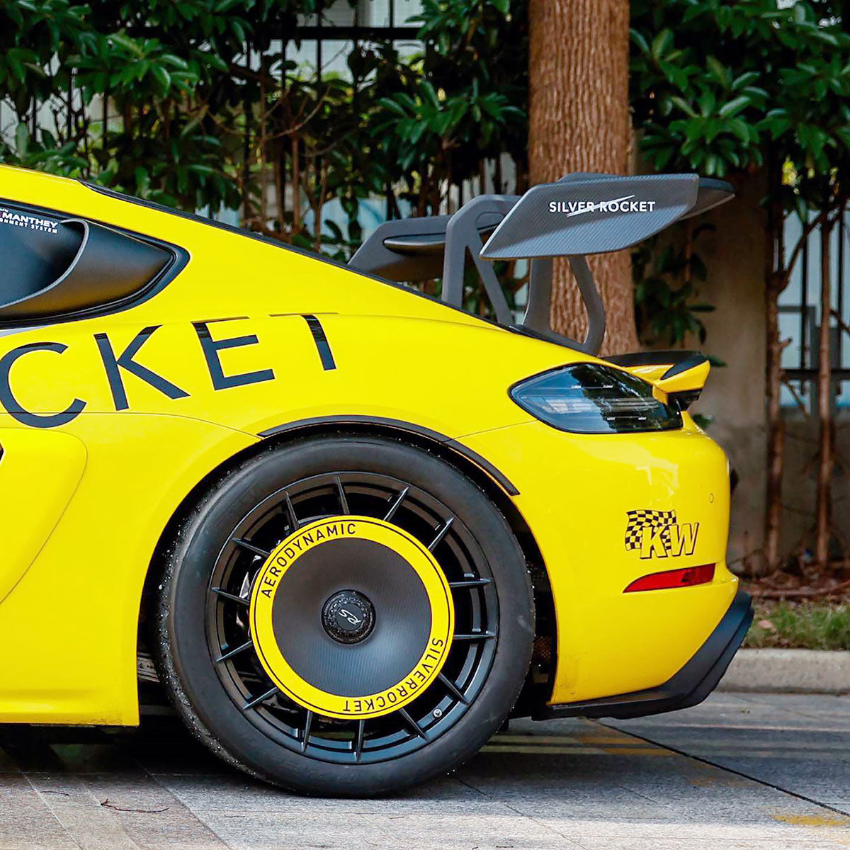 SilverRocket DRS-1 Flex Carbon Swan Neck Wing | Porsche 718 GT4/GT4 RS